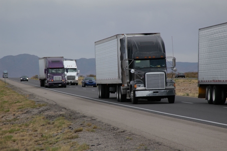 Semi truck driving on highway
